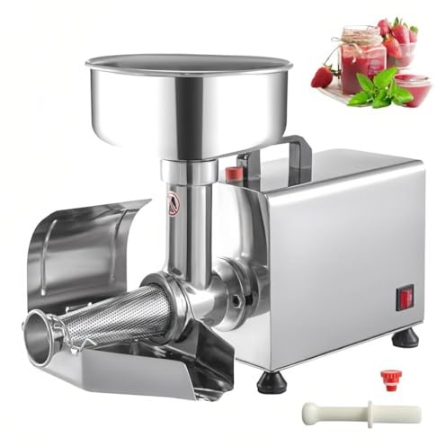 Presse-tomates électrique et machine à passer les tomates, extracteur de jus de fruits en acier inoxydable, large goulotte d'alimentation pour sauces et broyage