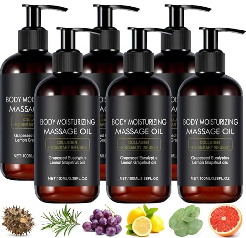 Anti Cellulite Körperpflege Massageöl für Straffung und Glättung, Leichtes Ganzkörper-Massageöl für Geschmeidigere Haut, Feuchtigkeitsspendendes Straffendes Körperöl, 100ml Natürliches Hautöl (6pcs)