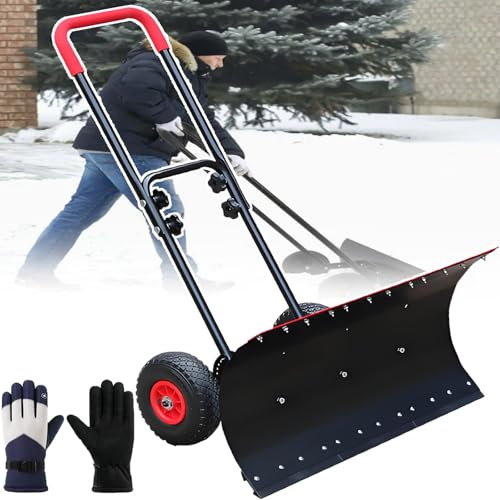 ZYGPH Pala quitanieves Manual para Exteriores con Ruedas Antideslizantes para deshielo y remoción de Nieve. Herramienta de Doble propósito para pasarelas.