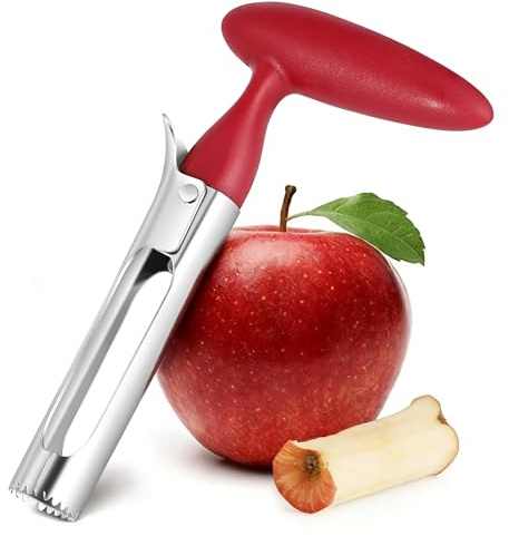 TONQDPE Apple Corer Tool, Stainless Steel Apple Core Remover with Ergonomics Handle - Sharp Serrated Blades - Dishwasher Safe