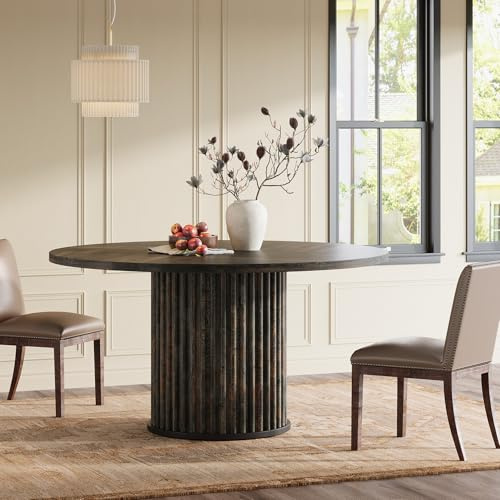 Tribesigns Esstisch Rund, 120cm Esstisch Schwarz für 4 Personen, Esszimmertisch Mit Stabilem Metallgestell, Moderne Esszimmermöbel (Schwarzbraun)
