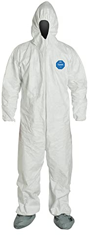 DuPont Tyvek 400 TY122S Mens Disposable Protective Coverall Hood, Boots
