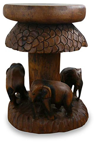 livasia Massivholzhocker Elefantenpodest (Handarbeit) Couchtisch Beistelltisch Massivholz Holzelefanten Blumenhocker