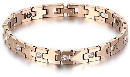 JewelryWe Schmuck Magnet Therapie Kugel Perle Perlen Edelstahl Armband Link Handgelenk Kette Silber Damen