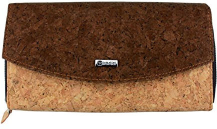 retrostiel Kork Geldbörse für Damen mit RFID Schutz, Geldbeutel aus Kork für Frauen, vegane Damengeldbörse, Geldtasche in Braun