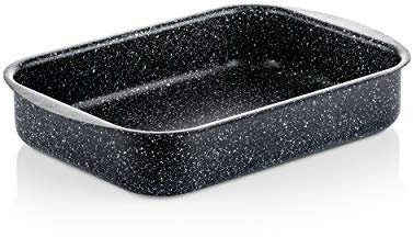 Westinghouse Roasting Tin, Casserole Dish 30 Centimeters with Black Marble Finish, Baking Trays for Oven Non-Stick Dishwasher Safe, Roasting Tray