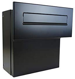 F-04 Cassetta postale passante a muro color nero (RAL 9005) (profondità: 18-27 cm) - LETTERBOX24.de