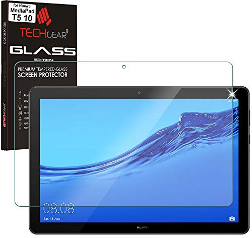 TECHGEAR GLASS Edition fits Huawei MediaPad T5 10 (10.1 Screen) - Genuine Tempered Glass Screen Protector Guard Cover Compatible with Huawei Mediapad T5 10” Tablet