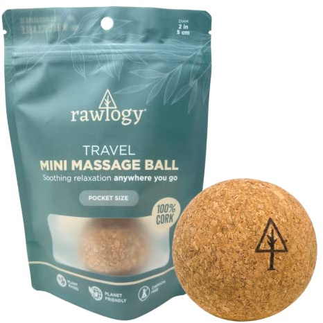 Rawlogy Travel Cork Massage Ball | Lightweight, Sustainable Alternative to Lacrosse Ball for Muscle Pain Relief (1.9 Inch (Pack of 1), Sanded Cork)