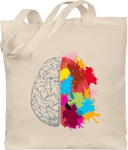 Shirtracer - Baumwolltasche - Kunst - Gehirnhälften grau & bunt