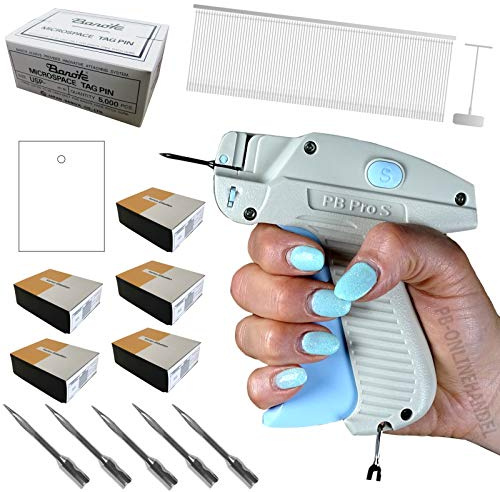 Etikettierpistole PB PRO Standard Set 9: 5.000 Fäden, 5.000 Etik., 5 Nadeln | 5.000 BANOK-Heftfäden USP, 5.000 Kartonetiketten 35x45mm einzeln, 5 Ersatznadeln, Fadenlänge 25mm