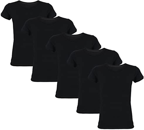 TupTam Canottiera Bambino – Set 5 Canottiere Maniche Corte, 100% Cotone, Morbide e Traspiranti, Nero, 128-134