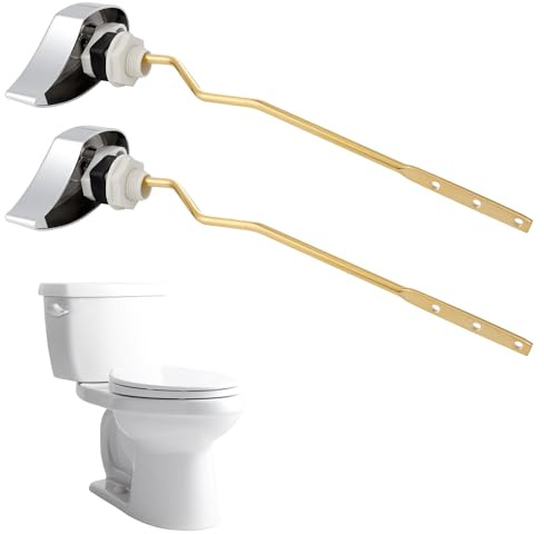 Hibbent 2 Pack Metal Toilet Handle Replacement, Compatible with TOTO THU068#CP Trip Lvr for St743S, Brass Handle Trip Lever, Side Mount Toilet Tank Flush Lever, Chrome