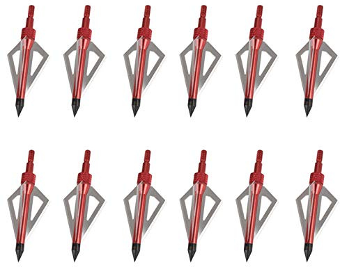 12er Pack Bogenschießen Jagd Jagdspitzen, 100 Korn Aluminium Pfeilspitzen Outdoor Pfeilspitze Einschraubspitzen Jagdspitzen für Compound Bow & Armbrust