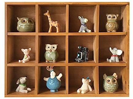 Primo Supply 12-Slot Wood Display Cabinet 12 x 15.5 Square Cubby Shelf Organizer - Tabletop or Wall Shelf - Farmhouse Decor Organizers and Storage - Rustic Wall Decor - Cube Storage & Display Cabinet
