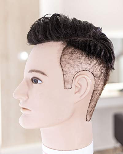 Haarsystem Toupet UNDERCUT für Männer - Neu - vom Friseur zugeschnitten - gebrauchsfertig (Farbe 2 - dunkelbraun)