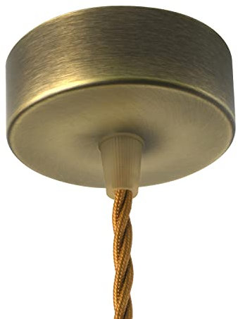 AMARCORDS - Auvent de plafond en métal, cache fil pour lustre couleur LAITON, boîtier de lampe complet avec accessoires serre-câbles, vis et support de plafond. Diamètre 77mm hauteur 26mm