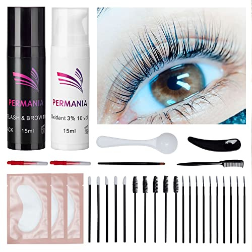 Eyelash Black Color Kit, PERMANIA Training Kit Black for Eyebrow & Lash Hair Color Developer 15ml
