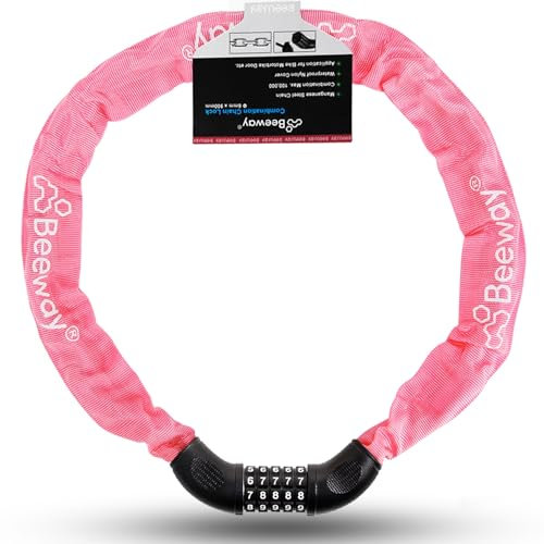 BEEWAY Bike Chain Lock, Heavy Duty 5-Digit Resettable Combination Lock Ideal for Bicycle, Motorbike, Scooter, Fence, Gate - 90cm, 9 Colors