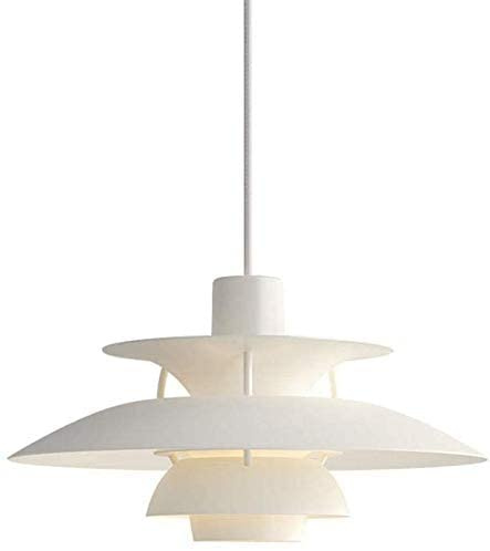 Pendelleuchte Weiss Aluminium Schatten Nordic Stil Pendellampe Esszimmer Esstisch Schlafzimmer Hängeleuchte Designer Vintage E27 Höhenverstellbar Innen Dekorativ Aufhängung Beleuchtung