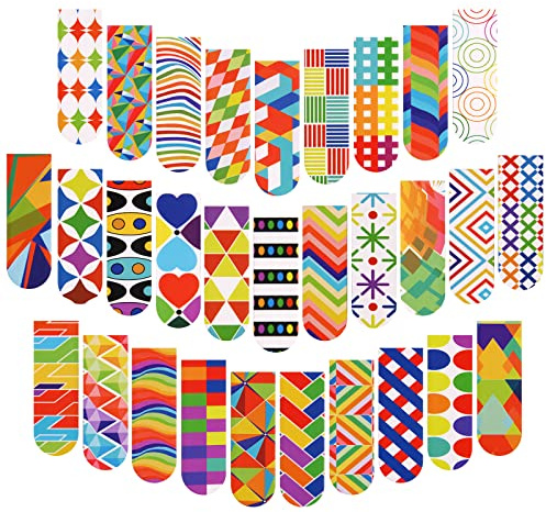 Vicloon Magnetiska sidklämmor, 30 st bokmarkörklämmor, magnetiska sidmarkörer, sidklämma, inspirerande citat, bokmärken, magnetiska bokmärken för studenter, barn, vuxna, läsmaterial (geometrisk)