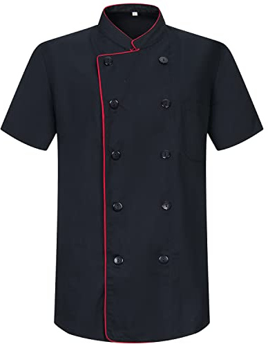 Misemiya - Veste de chef pour hommes - Veste de chef pour hommes - Uniforme d'accueil -Réf.8421B - 5XL, Veste de cuisine 8421B - Noir