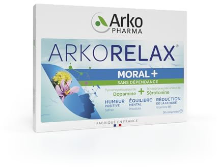 Arkopharma - Arkorelax Moral+ | Humeur positive - Équilibre émotionnel - Réduction de la fatigue - Sans dépendance | 15 jours - 30 comprimés