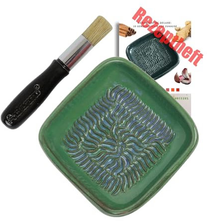 ANCKERAMIC® Ceramico Original Finlandia - Juego de rallador de cerámica y pinceles para hornear - rallador de ajos de cerámica, rallador de jengibre y cepillo de cocina de cerdas naturales, hecho a