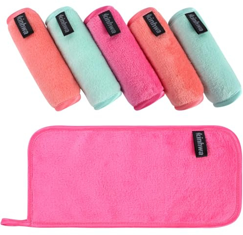 KinHwa 6 Pack Microfibre Face Cloths - Reusable Makeup Remover Cloths for Sensitive Skin - Ultra Soft Flannel Face Towels for Washing Face, 15x30cm