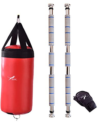 Boxsack mit Ständer für Erwachsene, große Box-Speed-Bag-Tür, doppelter End-Boxball, tragbarer Reflexsack für Reaktion, Beweglichkeit, Kampffähigkeiten (Color : Red)
