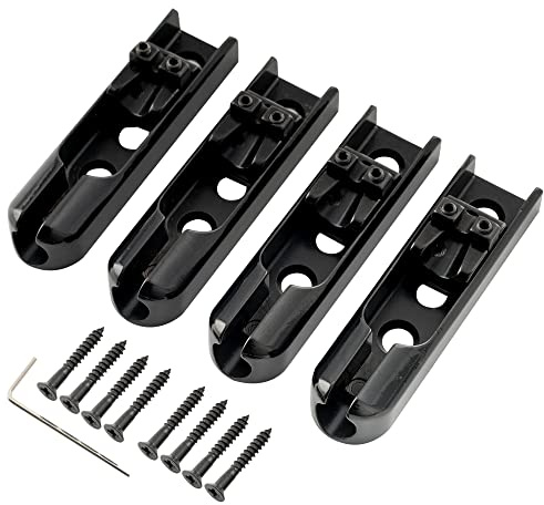 Musiclily Pro 15,5mm Sellette Singole Ponte Basso Lock-Down Bridge per Basso Elettrico 4 Corde, Nero (Set di 4)