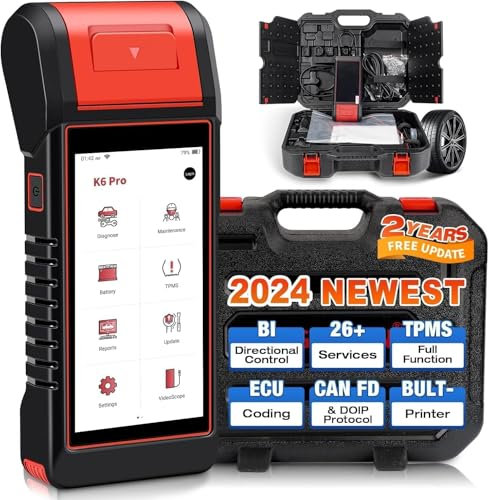 KINGBOLEN K6 Pro OBD2 Diagnosis, Diagnosis Coche Multimarca con codificación ECU, 26+Reset, Can-FD/DoIP, FCA Auto Auth, Active Test, BMS/TPMS/Integrated Printer, comprobador de baterias