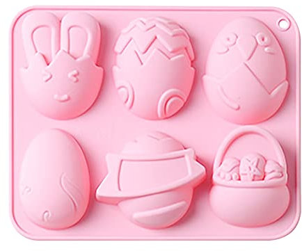 GBEN Ostern Silikon Schokoladenformen Silikonform Hase Ostern 3D Hase Form Silikonform Kuchenform Silikon Backform für DIY Osterschokolade, SüßigkEiten, Gelee (Pink, One Size)