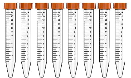 Wanjorlay Lot de 25 tubes de centrifugeuse coniques - Tubes de centrifugeuse de 15 ml - Tubes stériles avec bouchons à vis anti-fuite - Tubes coniques - Facile à utiliser - Transparent