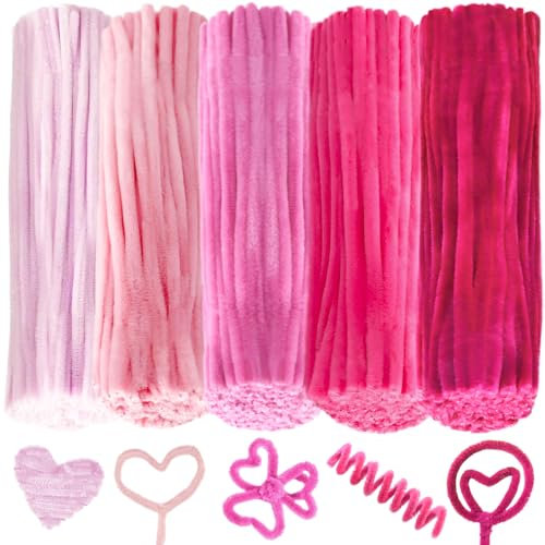 HOIRIX Pfeifenreiniger-Set, Chenille-Stiele für DIY-Kunst- und Bastelprojekte, Kunst- und Bastelbedarf, kreative Basteldekorationen (Rosa)
