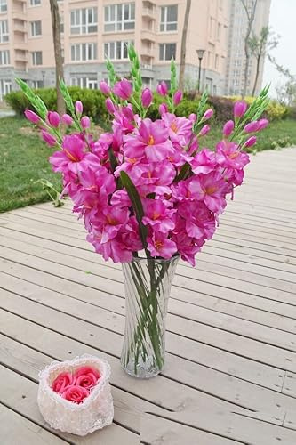 5 PCS Artificial Gladiolus Flower with Stem Lifelike DIY Flower Arrangement Ornament Wedding Gladiolus Flower for Home Farmhouse Office Decoration, PURPLE (purple)