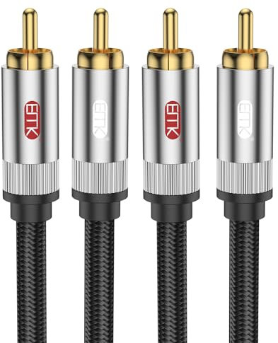 EMK Câble de caisson de basses RCA coaxial audio numérique 2 vers 2 mâles pour amplificateur, haut-parleur, barre de son, home cinéma et systèmes HiFi