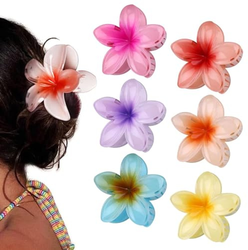 6 Stück Blumen-Haarklammern, Flower Hair Claw Clips für Damen
