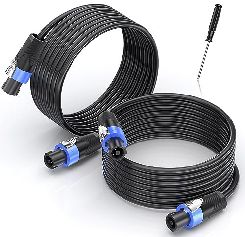 Jumwa 5M 2pack Cavo Speakon per Altoparlante Cavi per Casse 12 Guage Cavo con Twist Lock per Amplificatore Audioper DJ/PA l'audio Pesante