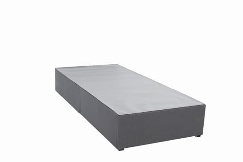 Panana Platform Bed Frame with/without Storage Drawers & Height Headboard, Grey Linen Fabric Divan Bed, Mattress Foundation with Metal Slats (3FT Single, No Headboard, No Drawer)