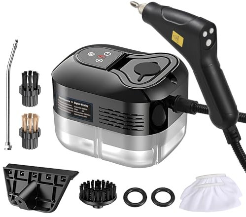 Irishom 1500W Pulitore a Vapore Portatile, Nuovo Controllo della Maniglia Migliorato | Touch Screen | 6 Livelli Regolabili | Serbatoio dell'Acqua da 1200 ml, vaporizzatore per Pulizia Profonda