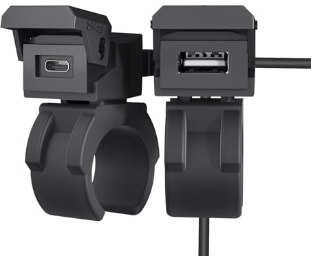 Kriogor Cargador USB Motocicleta de Carga rápida, 30W Tipo C PD y 18W QC3.0 Toma USB Coche 12V / 24V Cargador de Coche Impermeable para SUV Marino Barcos