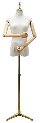 Schaufensterpuppen Torso, Schmuckdisplay Kleiderständer, stabiles goldenes Stativ mit Armen, Material höhenverstellbar (Farbe: B, Größe: S),