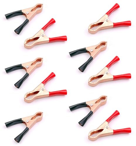 Morsetti a Molla in Metallo,2 PCS Morsetti Coccodrillo in Metallo Morsetti a Coccodrillo Clip Coccodrillo per Test Clip in Rame Lsolati per i Test Elettrici e i Morsetti per Cavi