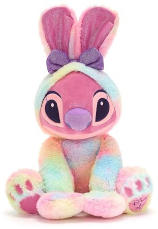 Disney Store Official, Lilo y Stitch, Ángel, Peluche Pascua, 45 cm, Juguete de Alien con Traje Tie-Dye de Conejo de Pascua y Lazo Morado, Fecha ''Disney 2025'', Apto para Todas Las Edades