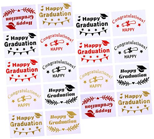 ERINGOGO 18blätter Graduation Ballon Sticker Transparente Aufkleber Für Abschlussfeiern Selbstklebende Dekorationen Mit Graduation Motiven Für Party Deko Und Feierlichkeiten
