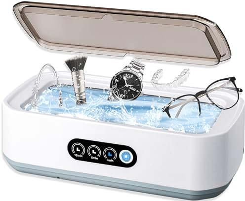 Nettoyeur Ultrasons 650ML Professionnel 49kHz 3 Réglages de Temps Nettoyage en Profondeur 360° Bac en Acier Inox pour Lunettes Bijoux Dentiers Montres Tête de Rasoir
