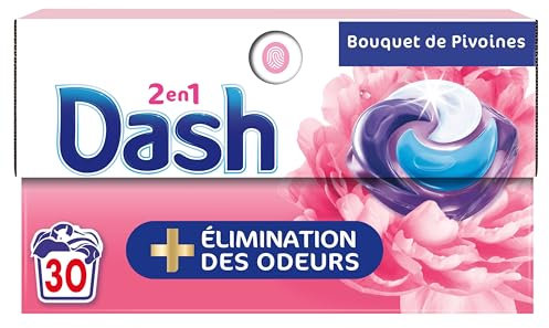 Dash 2en1 PODS, Lessive En Capsule, 30 Lavages, Bouquet de pivoines, PLUS DE FRAÎCHEUR, ÉLIMINATION DES ODEURS avec l’adoucissant Lenor, Fabriquée En France, Dash 2in1