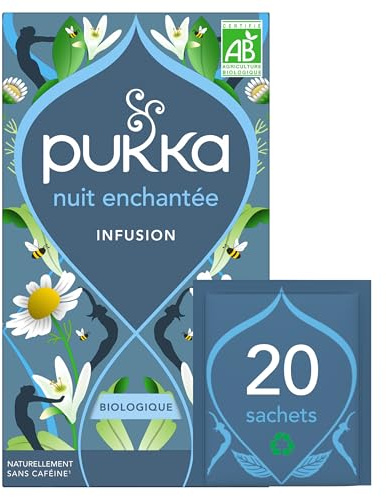 Pukka Nuit Enchantée Tisane Bio Ayurvédique, 20 Sachets | Idéale le soir, Infusion nuit, ingrédients biologiques certifiés, commerce équitable, sans caféine, 20 Sachets