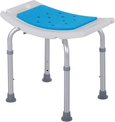 Ortopal- Sgabello Doccia Anziani - senza schienale, Sgabello Doccia Disabili, Sedia Per Doccia Anziani, Resistente, Antiscivolo, Altezza Regolabile, Peso Supportato 120 kg, Dimensioni Seduta 30.5x51cm